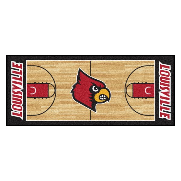 FanMats® - University of Louisville 30" x 72" Nylon Face Basketball Court Runner Mat with "Cardinal" Logo