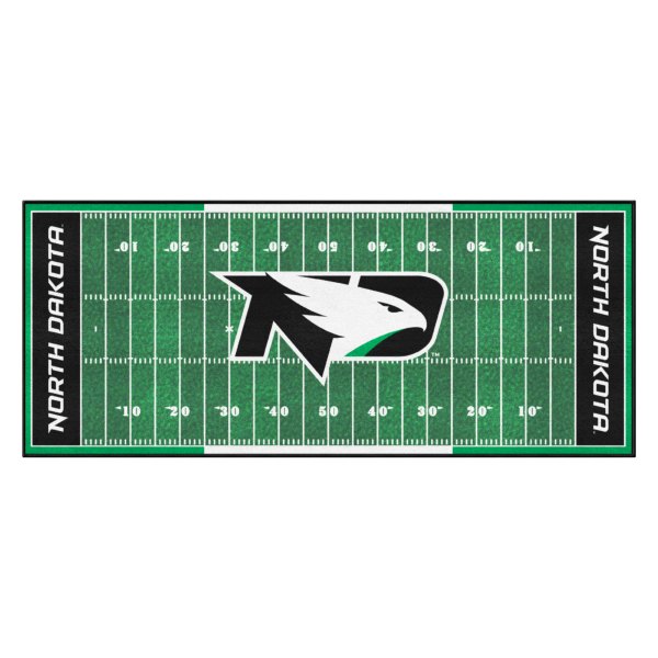 FanMats® - University of North Dakota 30" x 72" Nylon Face Football Field Runner Mat with "ND Hawk" Logo & Wordmark