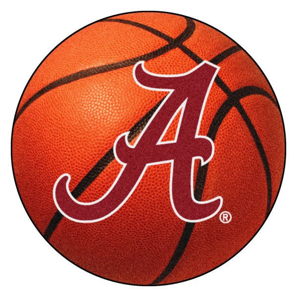 FanMats® - University of Alabama 27" Dia Nylon Face Basketball Ball Floor Mat with "Script A" Logo