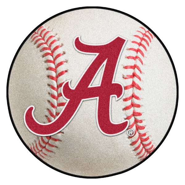 FanMats® - University of Alabama 27" Dia Nylon Face Baseball Ball Floor Mat with "Script A" Logo