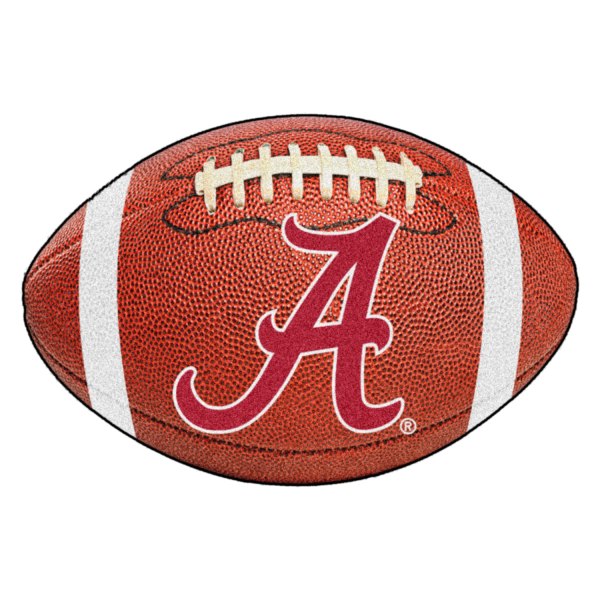 FanMats® - University of Alabama 20.5" x 32.5" Nylon Face Football Ball Floor Mat with "Script A" Logo