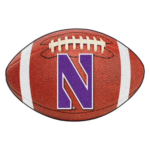 FanMats® - Northwestern University 20.5" x 32.5" Nylon Face Football Ball Floor Mat with "N" Logo