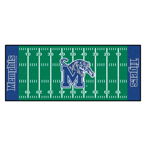 FanMats® - University of Memphis 30" x 72" Nylon Face Football Field Runner Mat with "M & Tiger" Logo & Wordmark