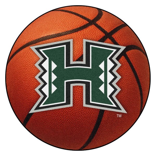 FanMats® - University of Hawaii 27" Dia Nylon Face Basketball Ball Floor Mat with "H" Logo