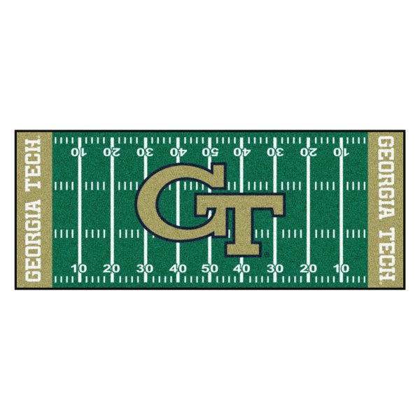 FanMats® - Georgia Tech 30" x 72" Nylon Face Football Field Runner Mat with "GT" Logo