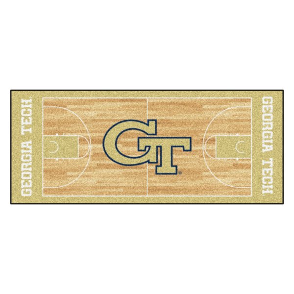 FanMats® - Georgia Tech 30" x 72" Nylon Face Basketball Court Runner Mat with "GT" Logo & Wordmark
