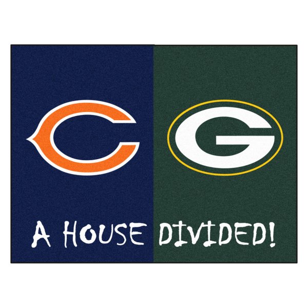 FanMats® - Chicago Bears/Green Bay Packers 33.75" x 42.5" Nylon Face House Divided Floor Mat