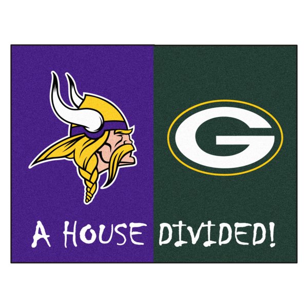 FanMats® - Minnesota Vikings/Green Bay Packers 33.75" x 42.5" Nylon Face House Divided Floor Mat