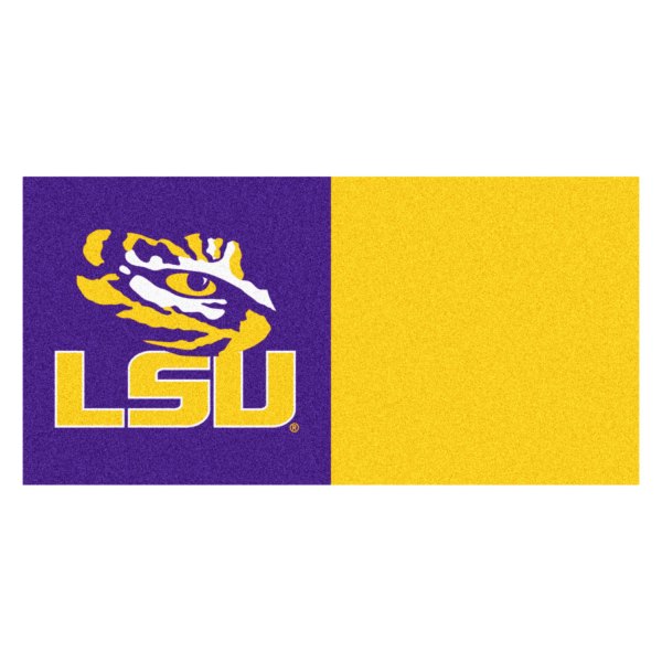 FanMats® - Louisiana State University 18" x 18" Nylon Face Team Carpet Tiles with "Tiger Eye & LSU Wordmark" Logo