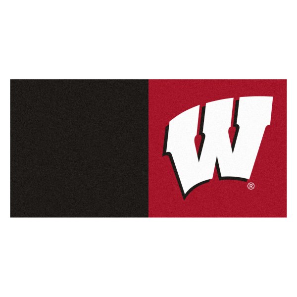 FanMats® - University of Wisconsin 18" x 18" Nylon Face Team Carpet Tiles with "W" Logo