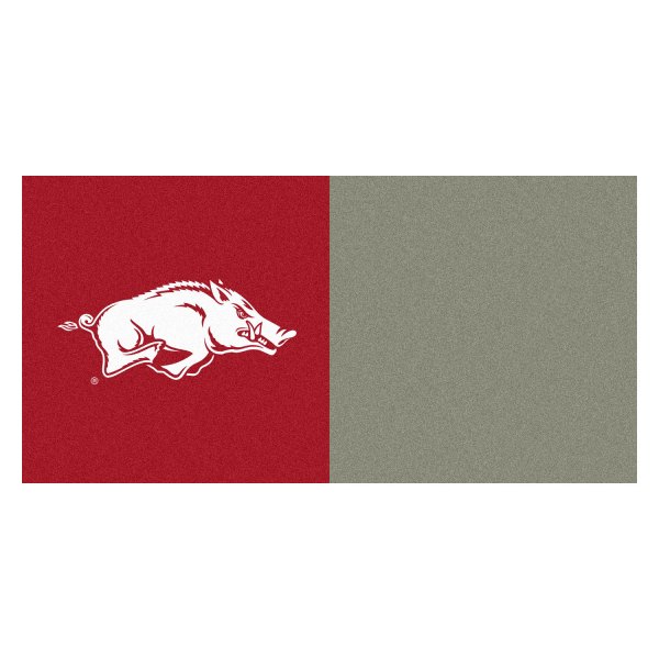 FanMats® - University of Arkansas 18" x 18" Nylon Face Team Carpet Tiles with "Razorback" Logo