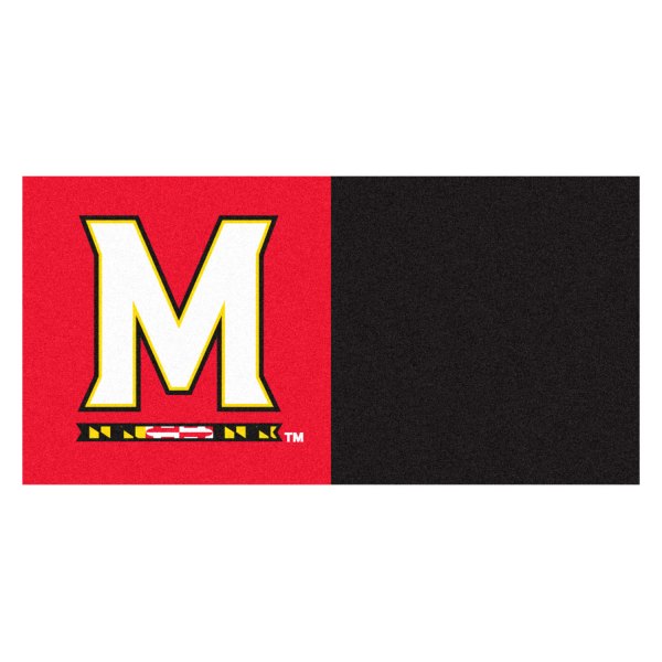 FanMats® - University of Maryland 18" x 18" Nylon Face Team Carpet Tiles with "M & Flag Strip" Logo