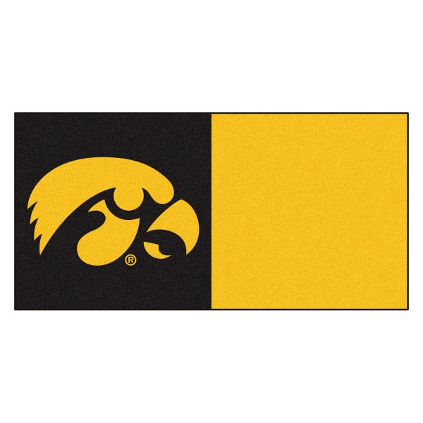 FanMats® - University of Iowa 18" x 18" Nylon Face Team Carpet Tiles with "Hawkeye" Logo