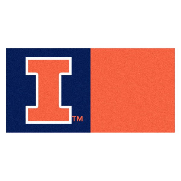 FanMats® - University of Illinois 18" x 18" Nylon Face Team Carpet Tiles with "I" Logo