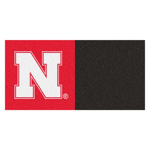 FanMats® - University of Nebraska 18" x 18" Nylon Face Team Carpet Tiles with "Block N" Logo