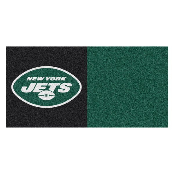 FanMats® - New York Jets 18" x 18" Nylon Face Team Carpet Tiles with "Oval NY Jets" Logo