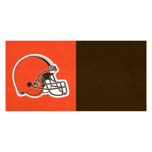 FanMats® - Cleveland Browns 18" x 18" Nylon Face Team Carpet Tiles with "Browns Helmet" Logo
