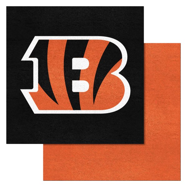 FanMats® - Cincinnati Bengals 18" x 18" Nylon Face Team Carpet Tiles with "Striped B" Logo