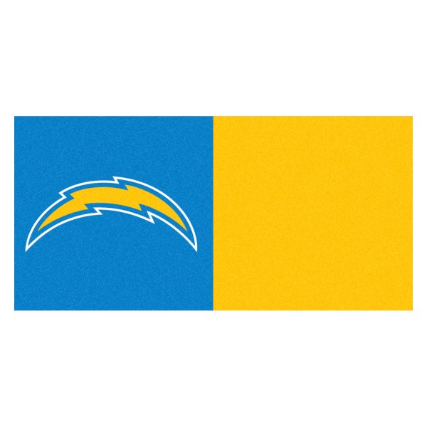 FanMats® - Los Angeles Chargers 18" x 18" Nylon Face Team Carpet Tiles with "Lightening Bolt" Logo