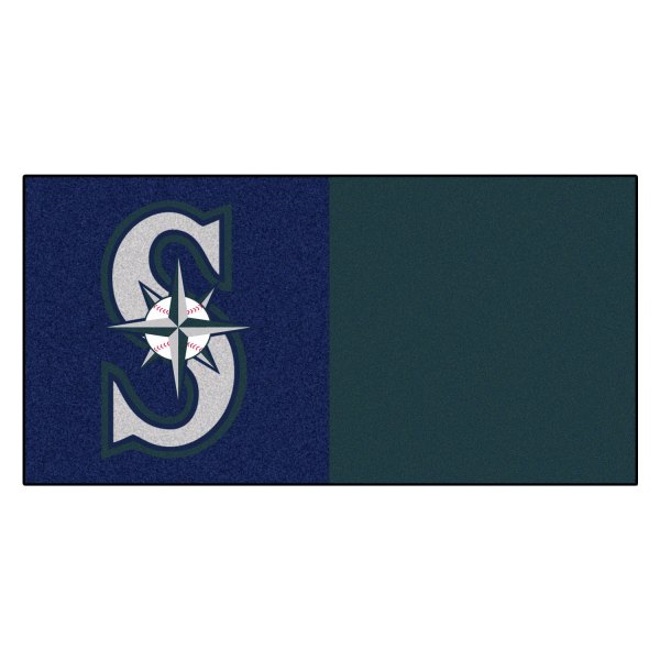FanMats® - Seattle Mariners 18" x 18" Nylon Face Team Carpet Tiles with "S with Compass" Logo