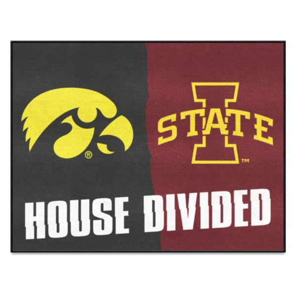 FanMats® - University of Iowa/Iowa State University 33.75" x 42.5" Nylon Face House Divided Floor Mat