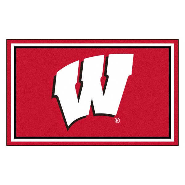 FanMats® - University of Wisconsin 48" x 72" Nylon Face Ultra Plush Floor Rug with "W" Logo