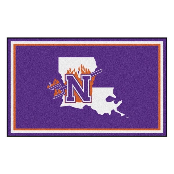 FanMats® - Northwestern State University 48" x 72" Nylon Face Ultra Plush Floor Rug with "N" and Pitchfork Logo