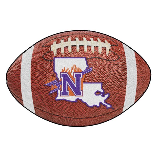 FanMats® - Northwestern State University 20.5" x 32.5" Nylon Face Football Ball Floor Mat with "N" and Pitchfork Logo