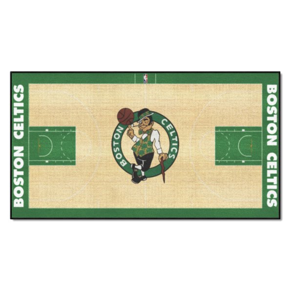 FanMats® - Boston Celtics 29.5" x 54" Nylon Face Basketball Court Runner Mat with "Clover & Celtics" Logo