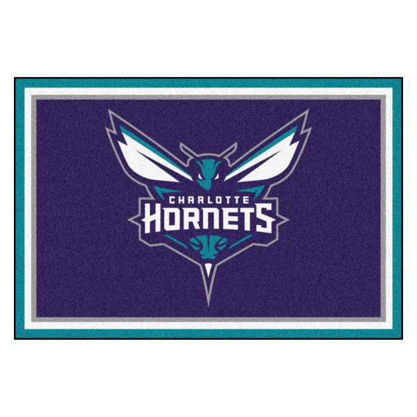FanMats® - Charlotte Hornets 60" x 96" Nylon Face Ultra Plush Floor Rug with "Hornet with Wordmark" Logo