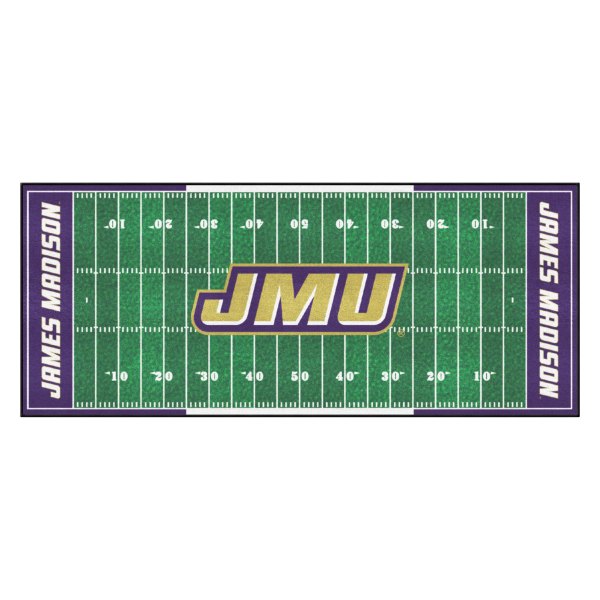 FanMats® - James Madison University 30" x 72" Nylon Face Football Field Runner Mat with "Duke Dog" Logo