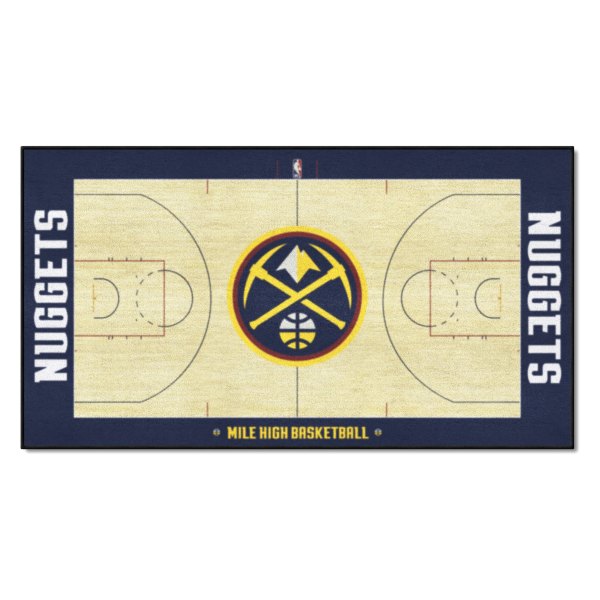FanMats® - Denver Nuggets 29.5" x 54" Nylon Face Basketball Court Runner Mat with "Nuggets" Primary Logo