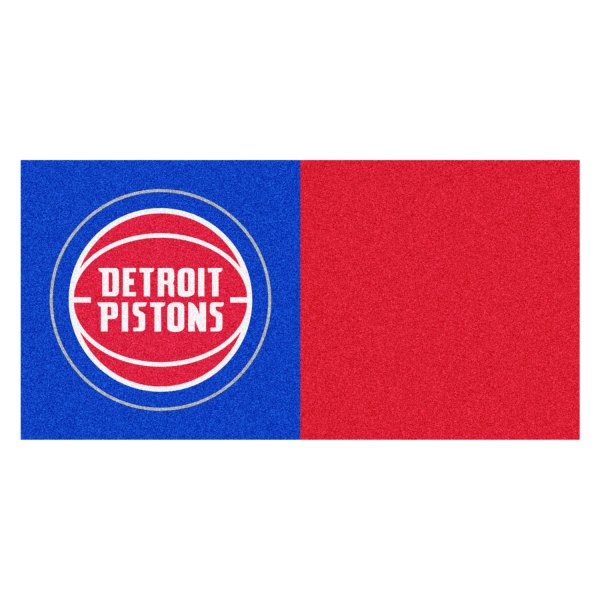 FanMats® - Detroit Pistons 18" x 18" Nylon Face Team Carpet Tiles with "Basketball with Wordmark" Logo