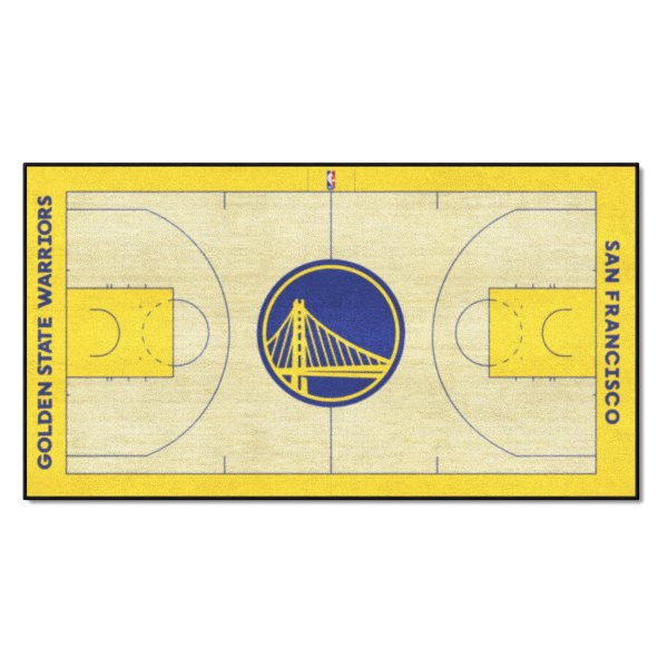 FanMats® - Golden State Warriors 29.5" x 54" Nylon Face Basketball Court Runner Mat with "Circular Golden Gate" Logo