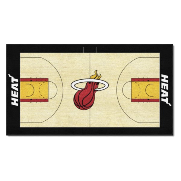 FanMats® - Miami Heat 29.5" x 54" Nylon Face Basketball Court Runner Mat with "Flaming Basketball" Logo