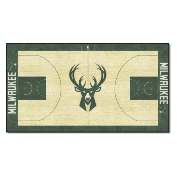 FanMats® - Milwaukee Bucks 29.5" x 54" Nylon Face Basketball Court Runner Mat with "Buck" Logo