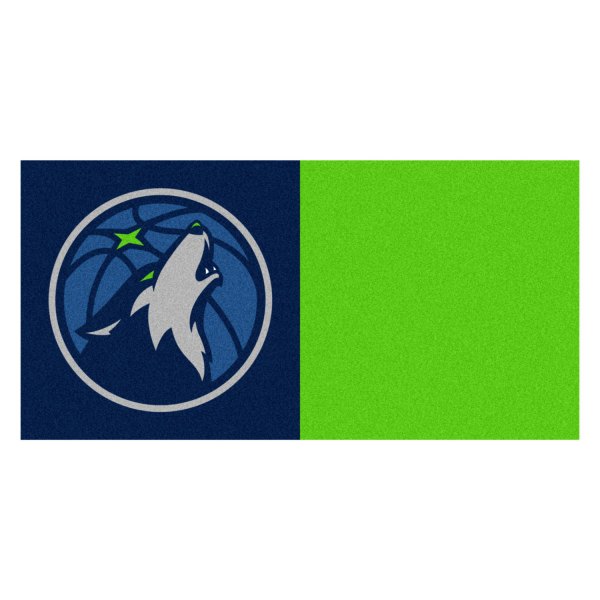 FanMats® - Minnesota Timberwolves 18" x 18" Nylon Face Team Carpet Tiles with "Basketball & Wolf" Partial Logo