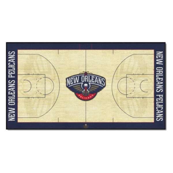 FanMats® - New Orleans Pelicans 29.5" x 54" Nylon Face Basketball Court Runner Mat with "Fluer-de-lis Pelican" Secondary Logo