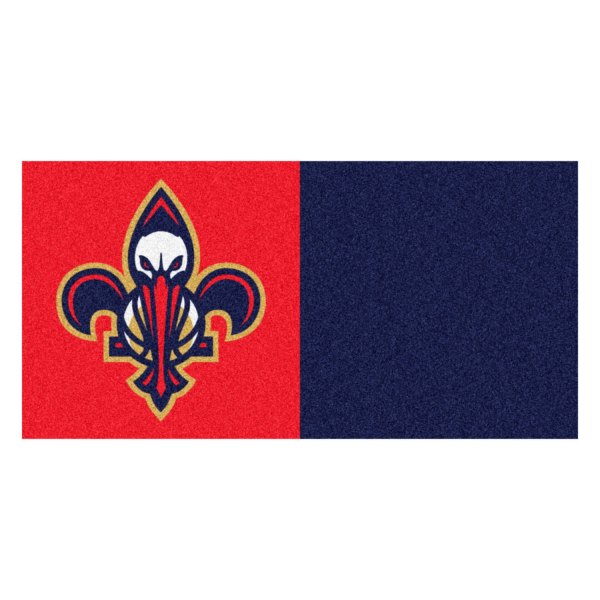 FanMats® - New Orleans Pelicans 18" x 18" Nylon Face Team Carpet Tiles with "Fluer-de-lis Pelican" Secondary Logo