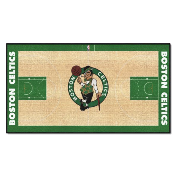 FanMats® - Boston Celtics 24" x 44" Nylon Face Basketball Court Runner Mat with "Clover & Celtics" Logo