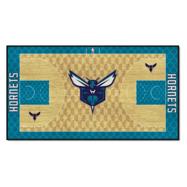 FanMats® - Charlotte Hornets 24" x 44" Nylon Face Basketball Court Runner Mat with "Hornet with Wordmark" Logo