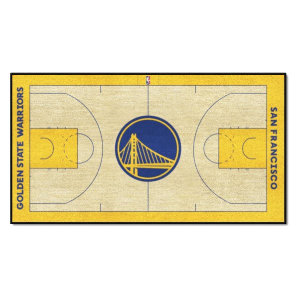 FanMats® - Golden State Warriors 24" x 44" Nylon Face Basketball Court Runner Mat with "Circular Golden Gate" Logo