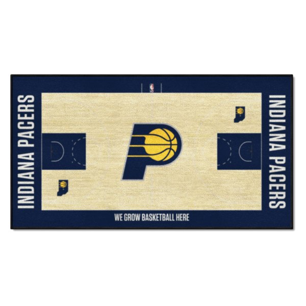 FanMats® - Indiana Pacers 24" x 44" Nylon Face Basketball Court Runner Mat with "Circular Indiana Pacers with P" Logo