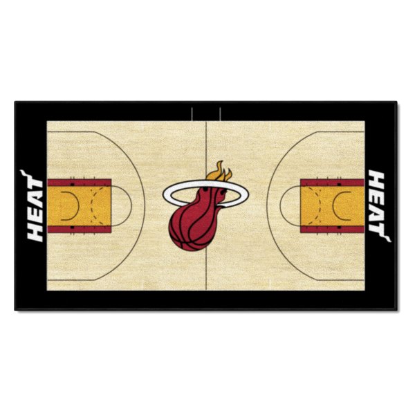 FanMats® - Miami Heat 24" x 44" Nylon Face Basketball Court Runner Mat with "Flaming Basketball" Logo
