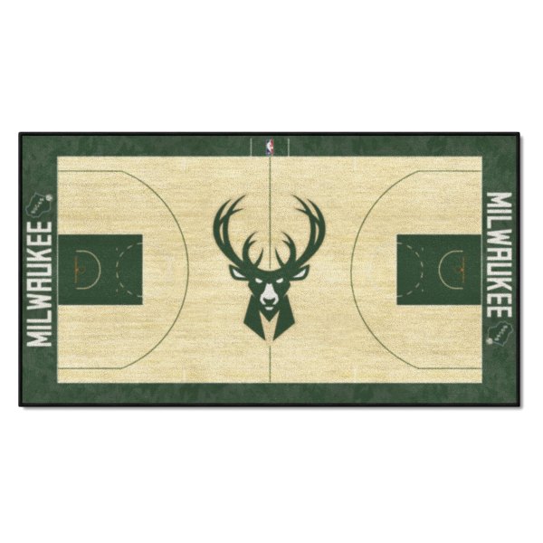 FanMats® - Milwaukee Bucks 24" x 44" Nylon Face Basketball Court Runner Mat with "Buck" Logo