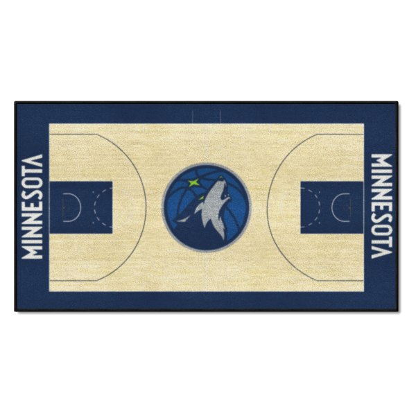 FanMats® - Minnesota Timberwolves 24" x 44" Nylon Face Basketball Court Runner Mat with "Basketball & Wolf" Partial Logo