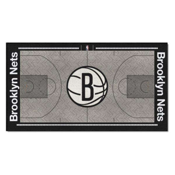 FanMats® - Brooklyn Nets 24" x 44" Nylon Face Basketball Court Runner Mat with "Circular Brooklyn New York B" Logo