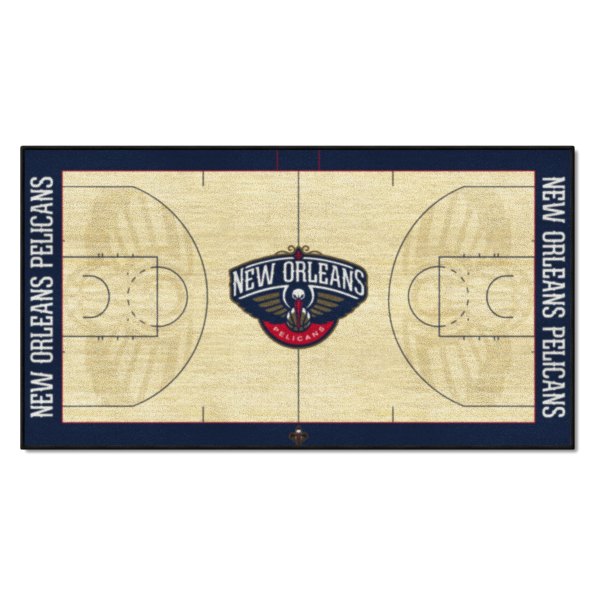 FanMats® - New Orleans Pelicans 24" x 44" Nylon Face Basketball Court Runner Mat with "Fluer-de-lis Pelican" Secondary Logo
