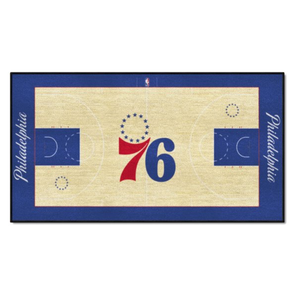FanMats® - Philadelphia 76ers 24" x 44" Nylon Face Basketball Court Runner Mat with "76 & Stars" Primary Logo