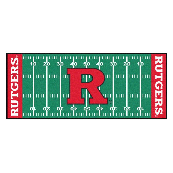 FanMats® - Rutgers University 30" x 72" Nylon Face Football Field Runner Mat with "Block R" Logo & Wordmark